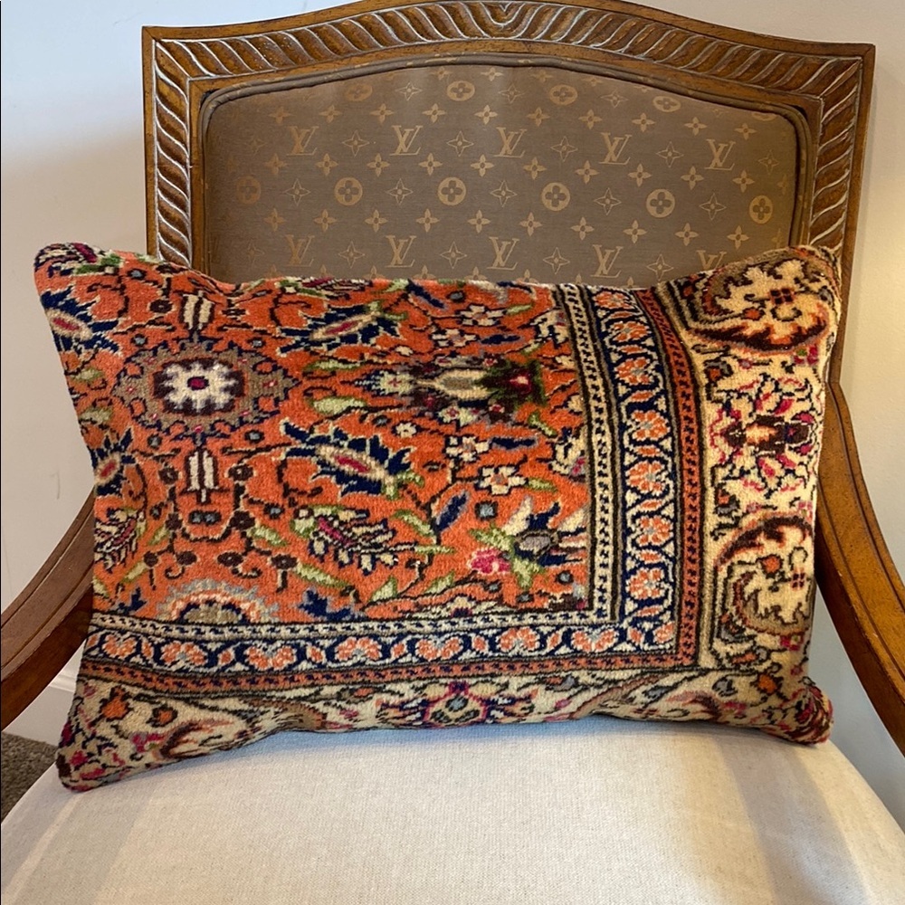 Vintage 1950s Anatolian Tapestry Rug Pillow Vespucci Rug Style Kilim Rug Pillows